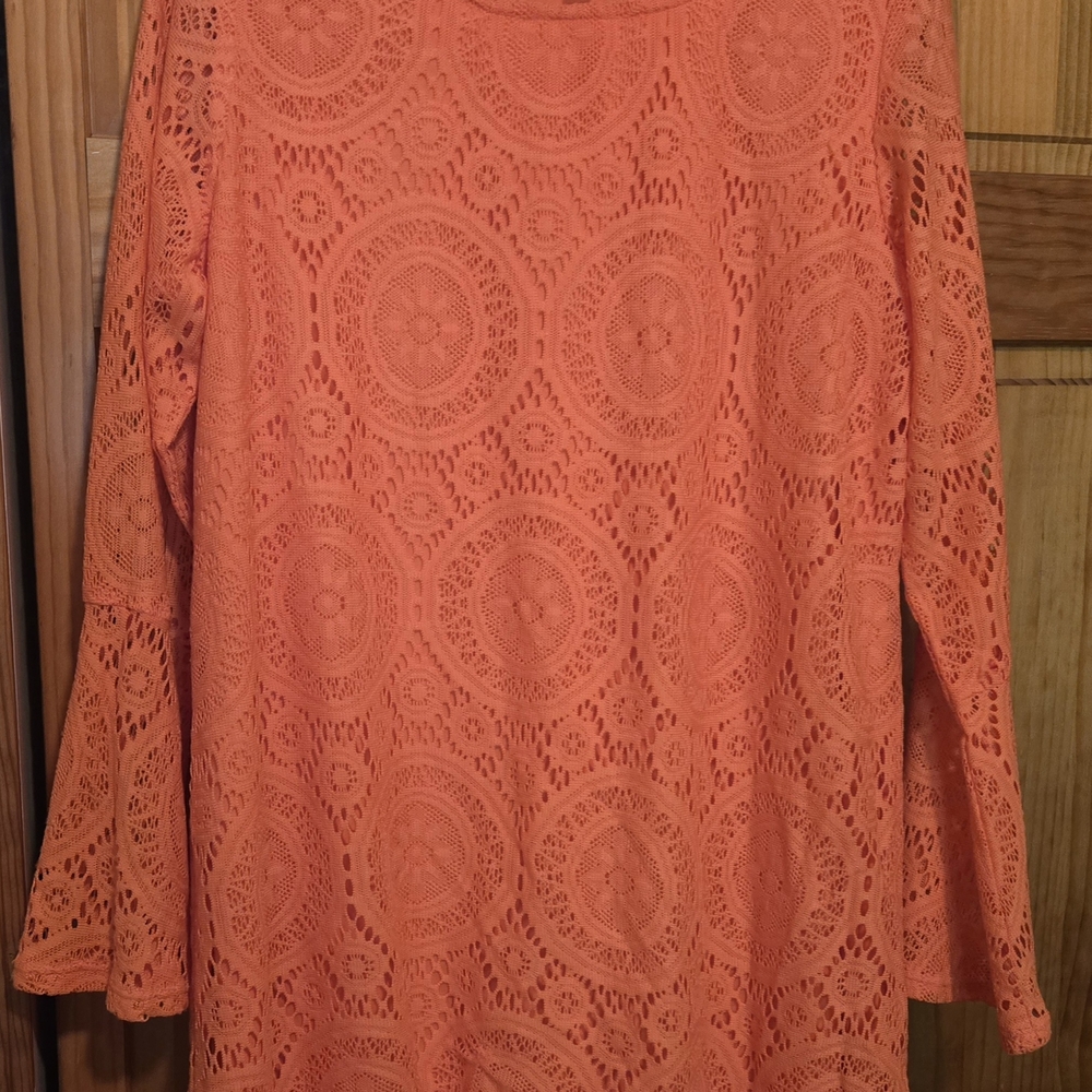 Tacera Vibrant Orange Lace Dress
